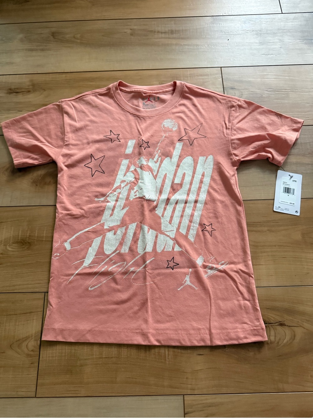 Jordan Coral Pink Graphic Tee with White Logo